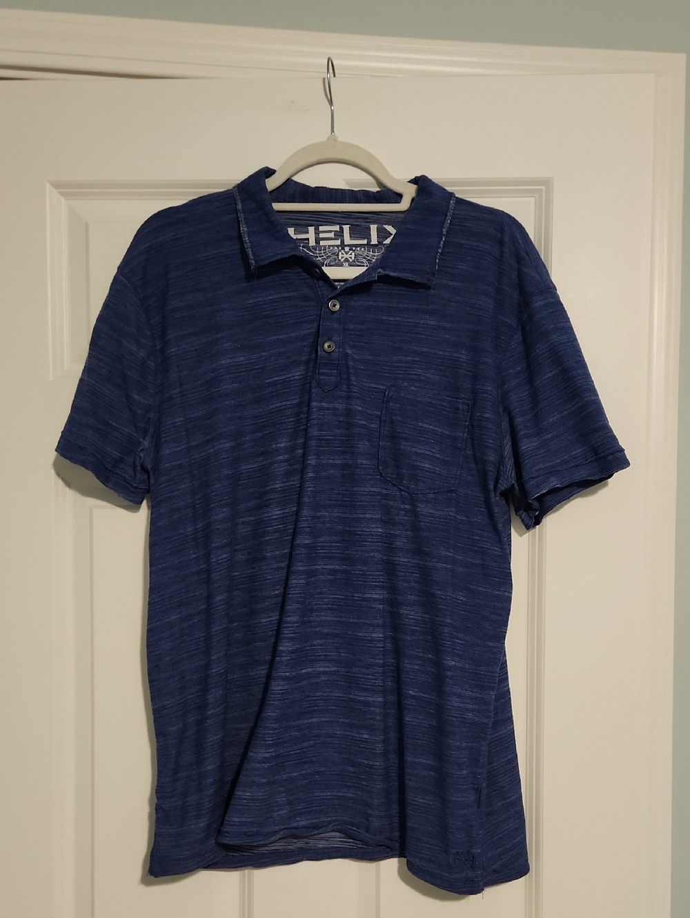 Helix Men's Slate Blue Heathered Polo with Chest Pocket